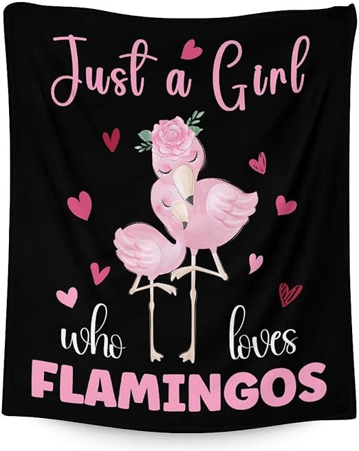 Flamingo Blanket Gifts - 50x60 Inches Cute Throw for Women & Girls - Black Soft Fuzzy Blankets for Bed, Couch & Living Room