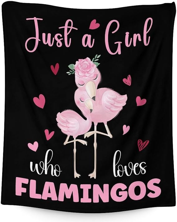 Flamingo Blanket Gifts - 50x60 Inches Cute Throw for Women & Girls - Black Soft Fuzzy Blankets for Bed, Couch & Living Room