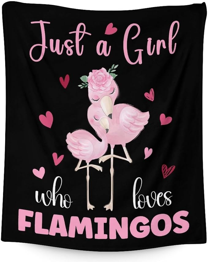 Flamingo Blanket Gifts - 50x60 Inches Cute Throw for Women & Girls - Black Soft Fuzzy Blankets for Bed, Couch & Living Room