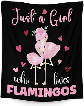 Flamingo Blanket Gifts - 50x60 Inches Cute Throw for Women & Girls - Black Soft Fuzzy Blankets for Bed, Couch & Living Room