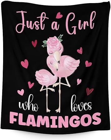 Flamingo Blanket Gifts - 50x60 Inches Cute Throw for Women & Girls - Black Soft Fuzzy Blankets for Bed, Couch & Living Room