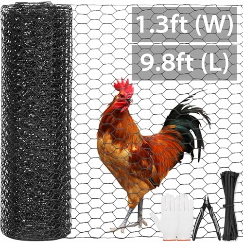 Esgrima de arame de galinha preta para arranjos florais, rolo de malha de arame galvanizado hexagona