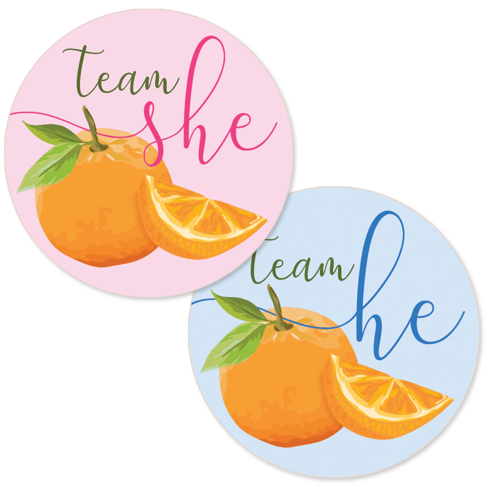 Orange Little Cutie Gender Reveal Party Team He or Team She Stickers - 40 Count, Orange You Curious Gender Reveal