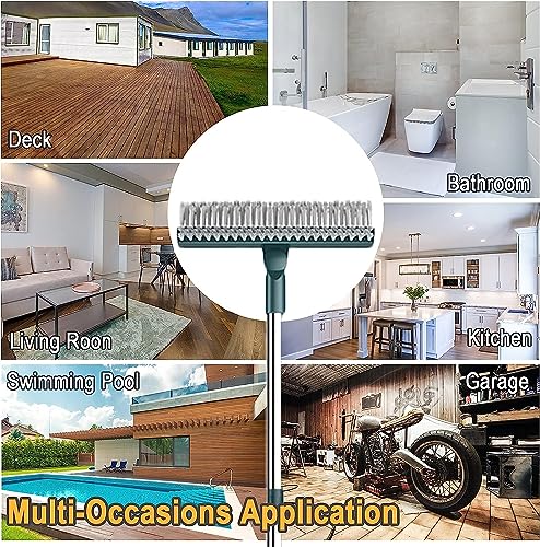 Image of 3 in 1 Bathroom Cleaning Brush with Wiper and Squeegees,Tiles Cleaning Brush with Long Handle Tile Cleaner Brush Bathroom Floor Brush Window Cleaning Brush Floor Scrub Brush Shower Squeezer