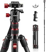 CAMOLO Állvány Fényképezőgéphez 190 cm, Hordozható DSLR Tripod 360° Panoráma Fejjel, Alumínium Monopod 15 kg Teherbírás Canon 1