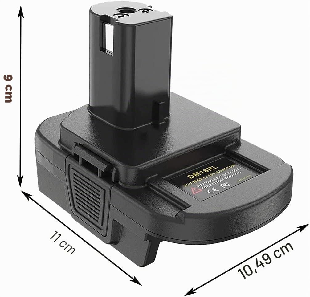 DM18RL - Adattatore per batteria Roybi 18 V, con USB per Dewalt per batteria Milwaukee M18, convertire in batteria agli ioni di litio Ryobi 18 V RB18L50 RB18L40 RC18115 5132000047 RB18L20 ecc