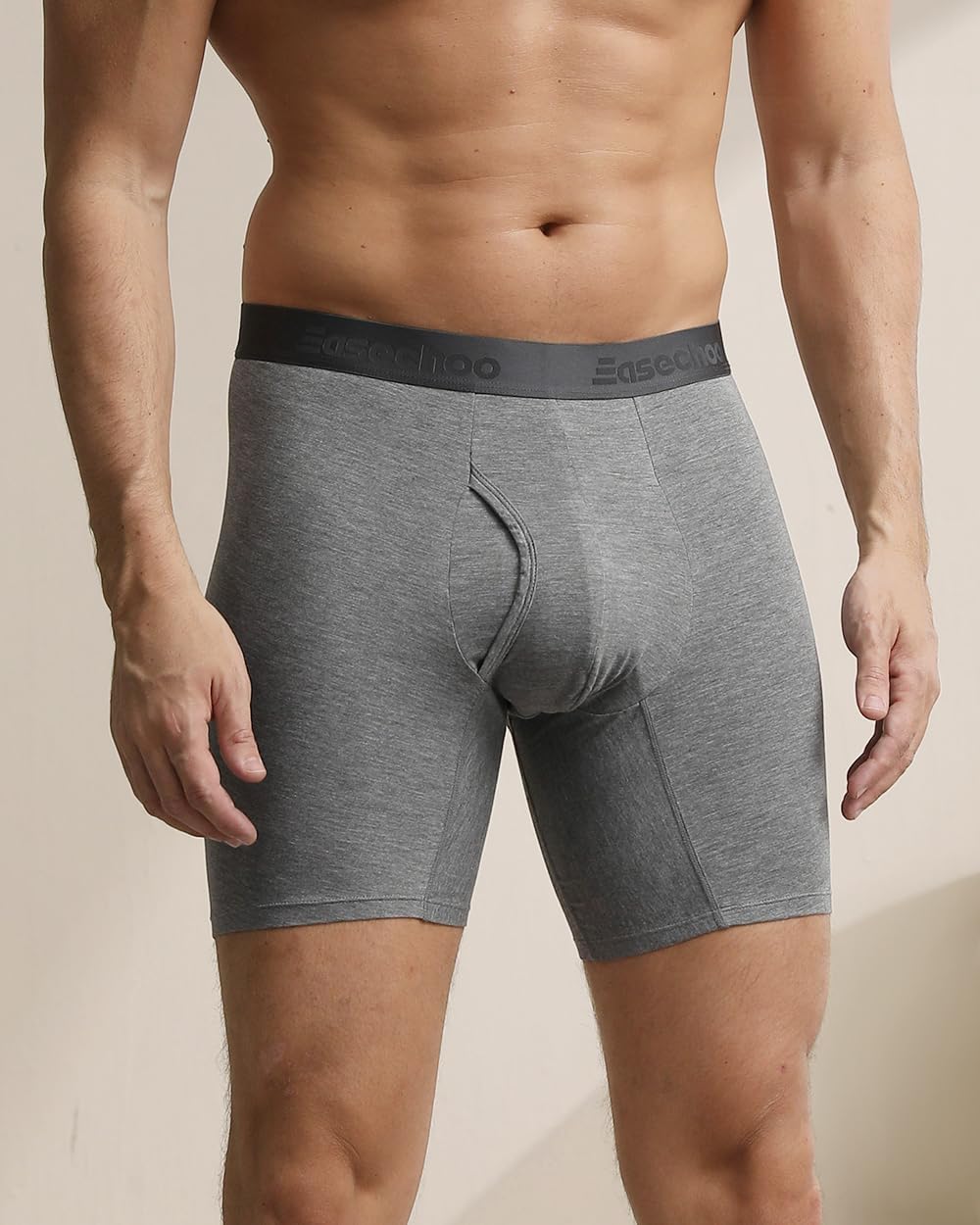 Men's Underwear,Rayon Made from Bamboo Boxer Briefs,Ultra Soft,Cool Breathable,No Riding Up Long Leg,5 Pack - Image 4