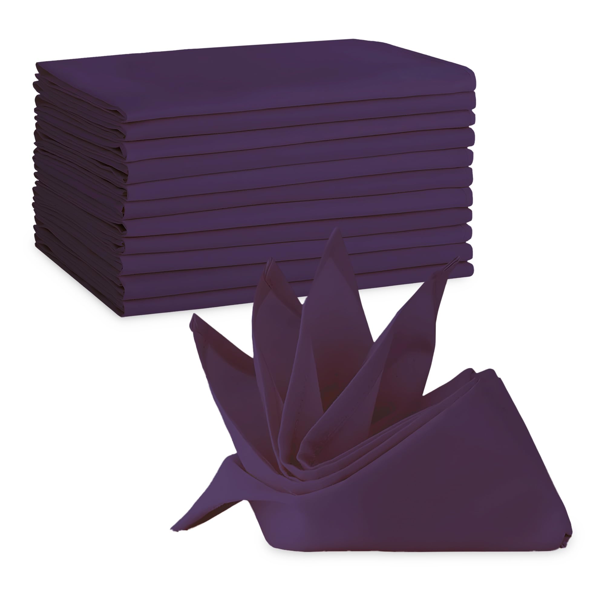 100% Polyester Table Napkins - 20" x 20" Cloth Napkins for Formal Dining, Weddings, Events, Restaurants, Durable & Machine Washable with Elegant Finish - Purple, 8pcs