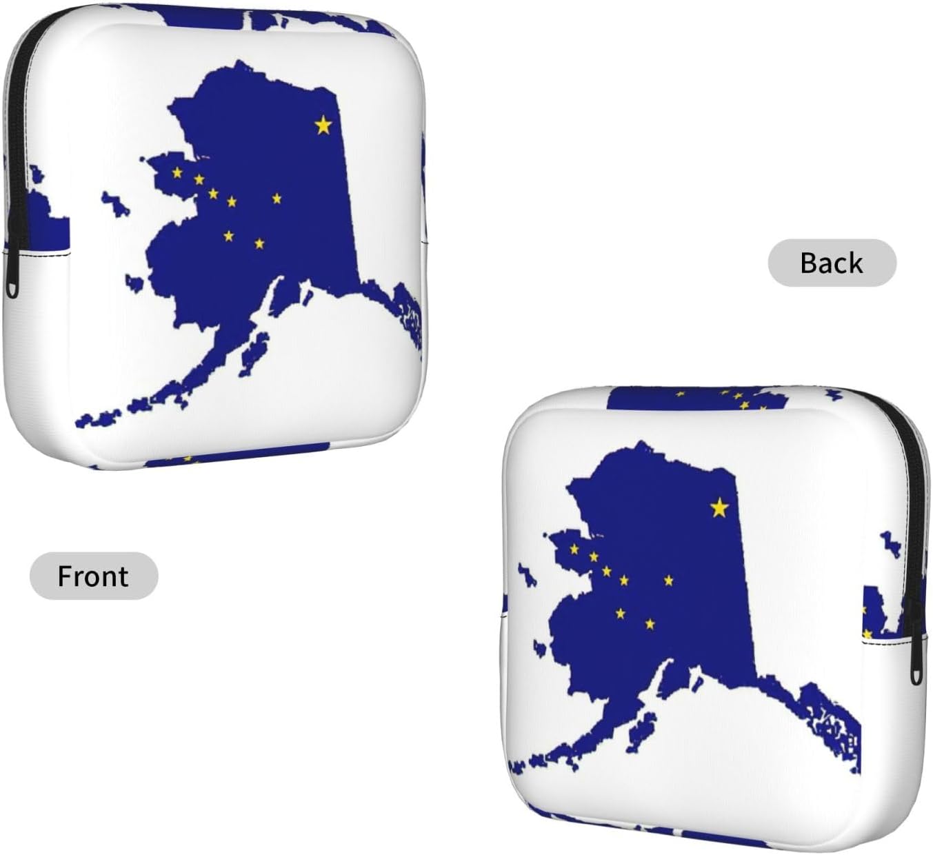 Alaska State Flag Map Print Women Period Bag Sanitary Pouch Portable Pad Pouch Tampon Holder Small Zipper Pouch Storage Bag