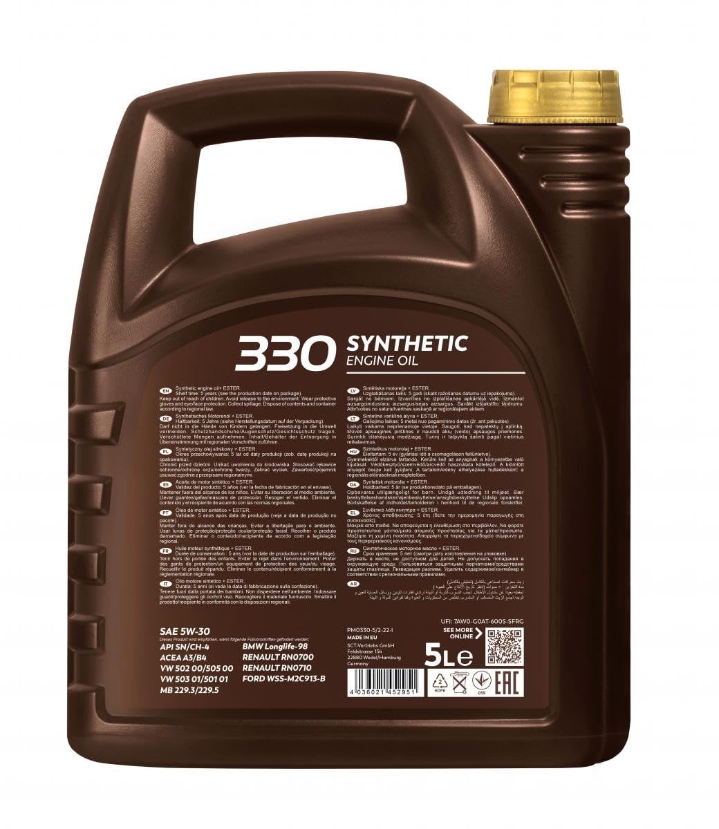 PEMCO PM 330 Motoröl 5W-30 – 5 Liter, SAE 5W-30, Für Pkw