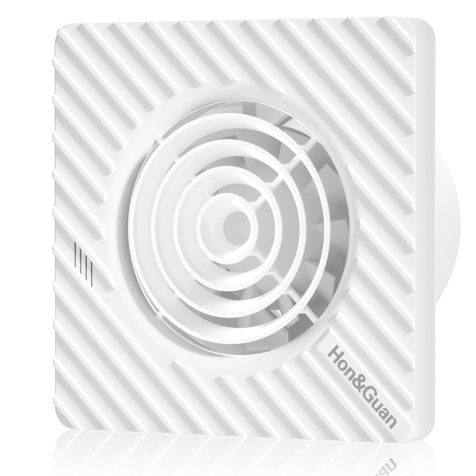 Diagram showing dimensions of the Hon&Guan 100mm Bathroom Extractor Fan
