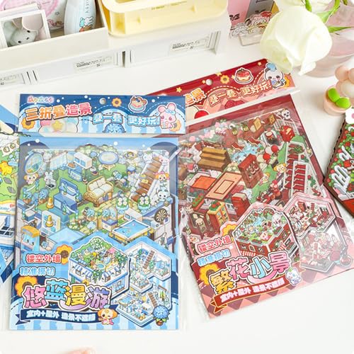 Maiitmor�n�E�X�X�e�b�J�[ 3d ��^ �V�[���V�[�� ���i�V�[�����~�j�`���A�͌^ ���� �X�g���X���� �O�b�Y �蒠 �f�R �f�� � �L�b�g �� �h�[���n�E�X ���� �X�e�b�J�[ �s���Z�b�g�t�� (2�_�Z�b�g)