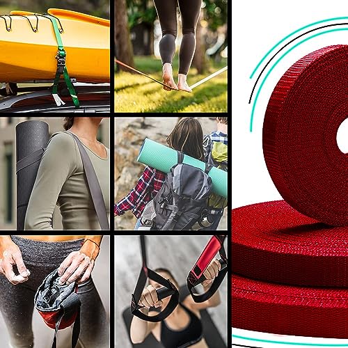 Image of TECEUM 3 /4 inch & 5 /8 inch & 1 inch & 1.5 inch & 2 inch Webbing - 10 25 50 Yards - 40+ Colors - Heavy Duty 1 Inch 1.5 Inch 2 Inch Backpack Straps - Webbing for Outdoors Indoors Crafting DIY