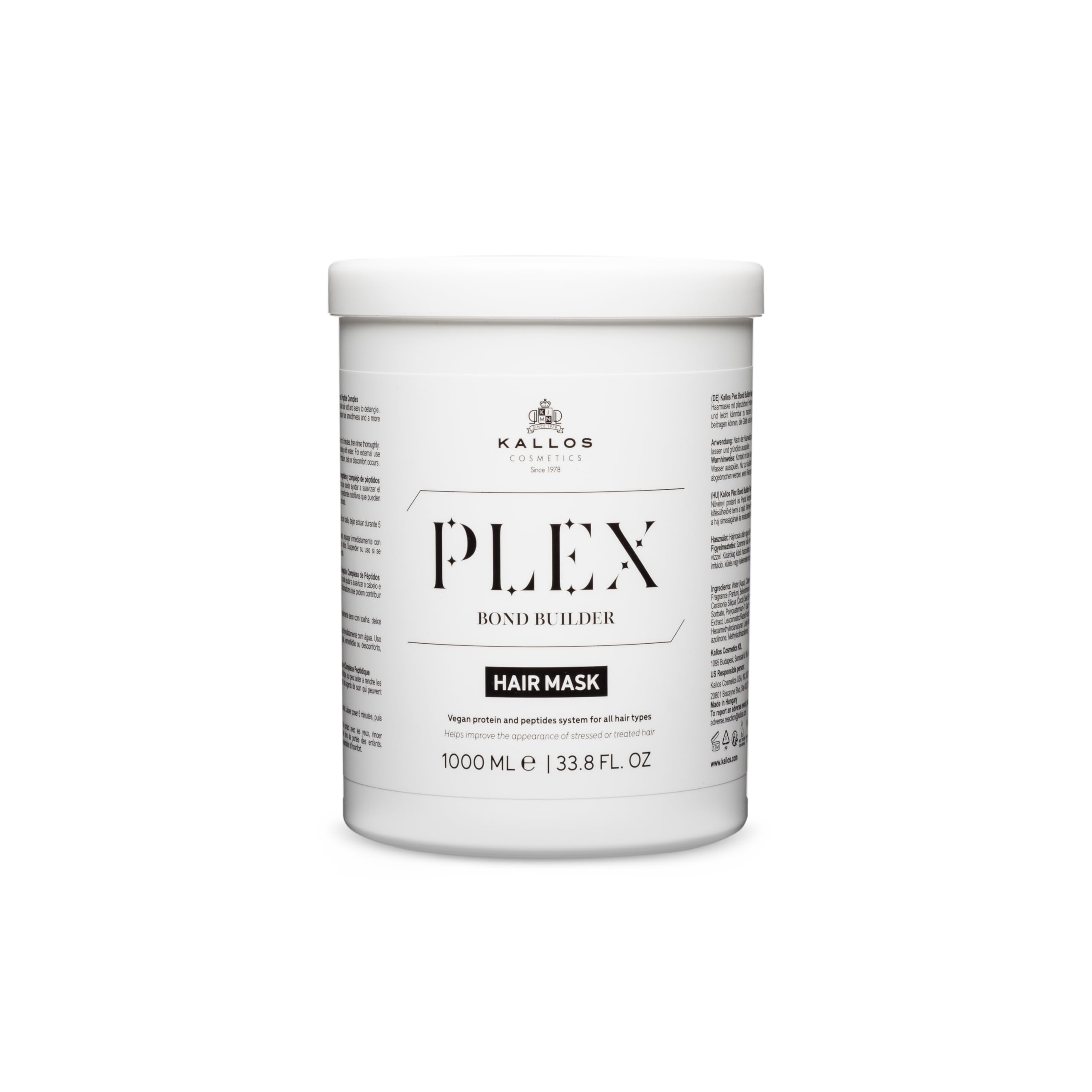 Kallos Cosmetics Plex Bond Builder Hair Mask, Repairing 33.38 fl oz