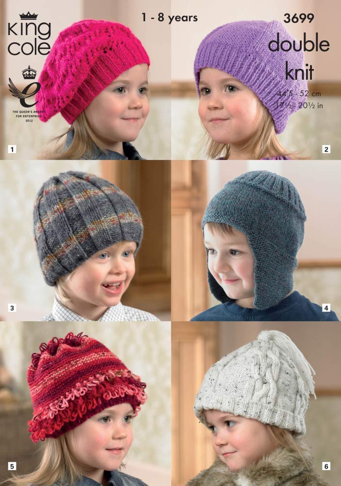 King Cole Pattern 3699 - Hats (1-8 Years)