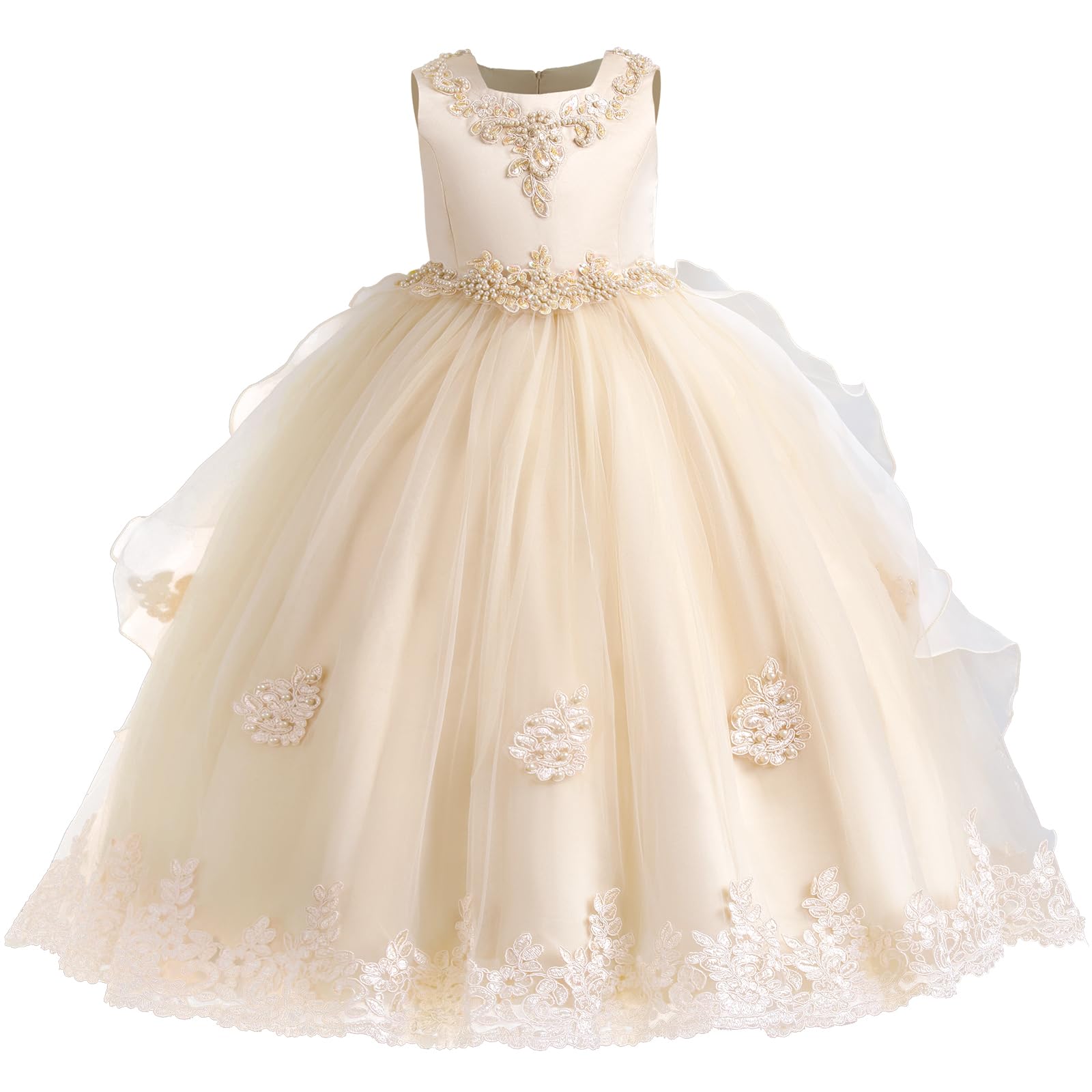 Flower Girl's Dress Princess Puffy Tulle Dresses Bridesmaid Wedding Communion Birthday Party Pageant Maxi Prom Gown for Kids