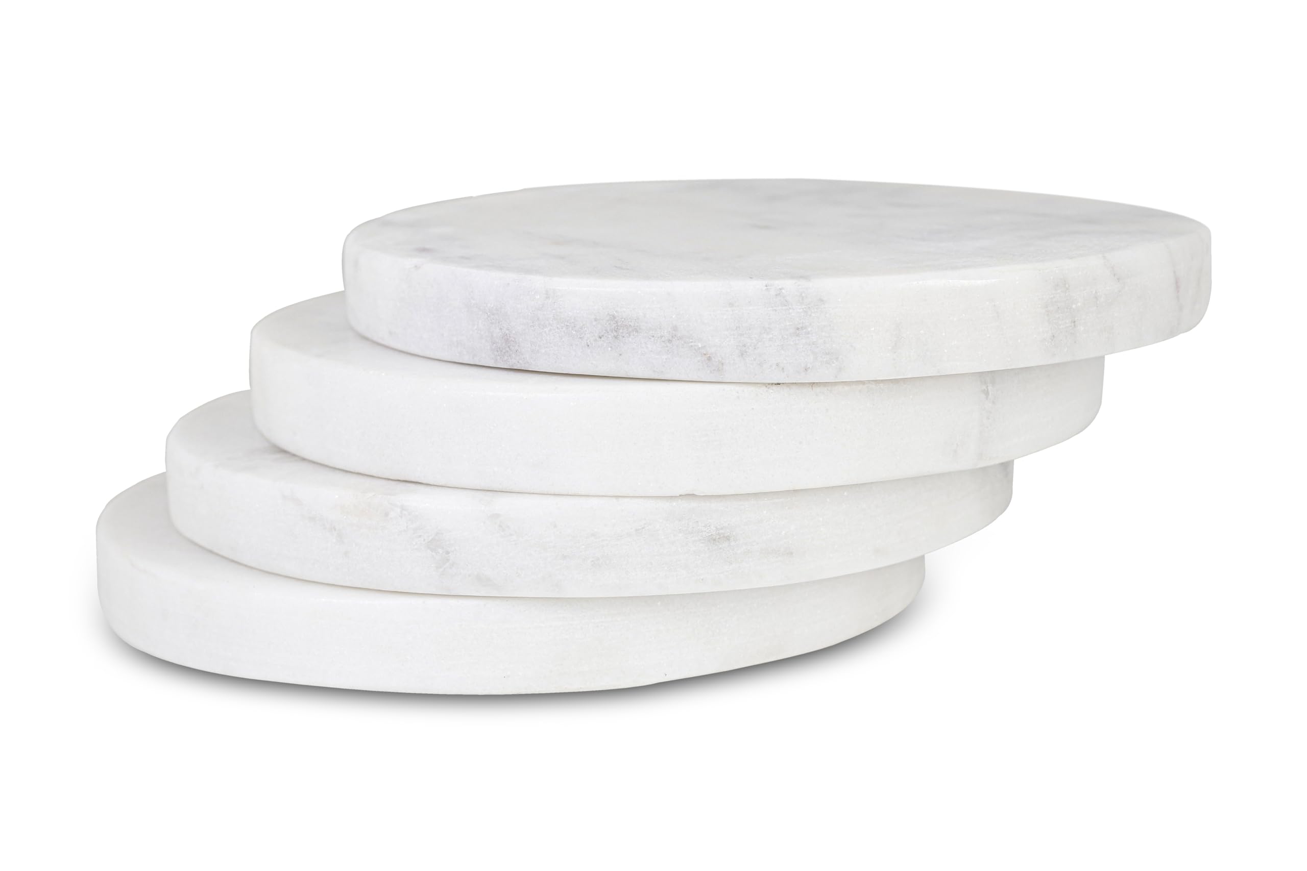 Repan Stone Coasters Set of 4 | Marble Drink Coaster for Coffee Table, Home and Office Decor | Round Coasters for Drinks | Vintage-Style Coaster Set (