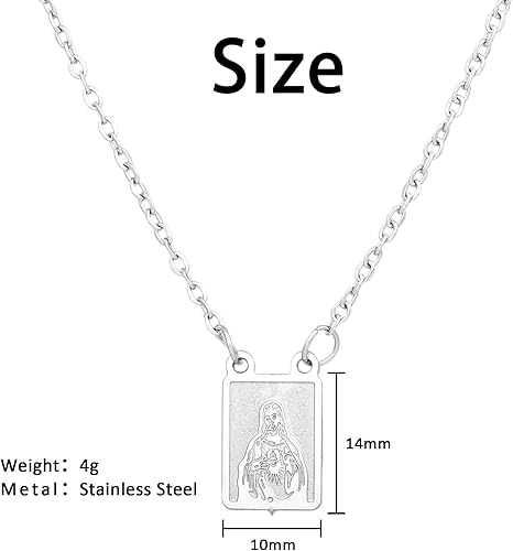 Miniatura 7 de Collar de escapulario de acero inoxidable de Holy Carmel, joyería religiosa católica para mujeres y hombres