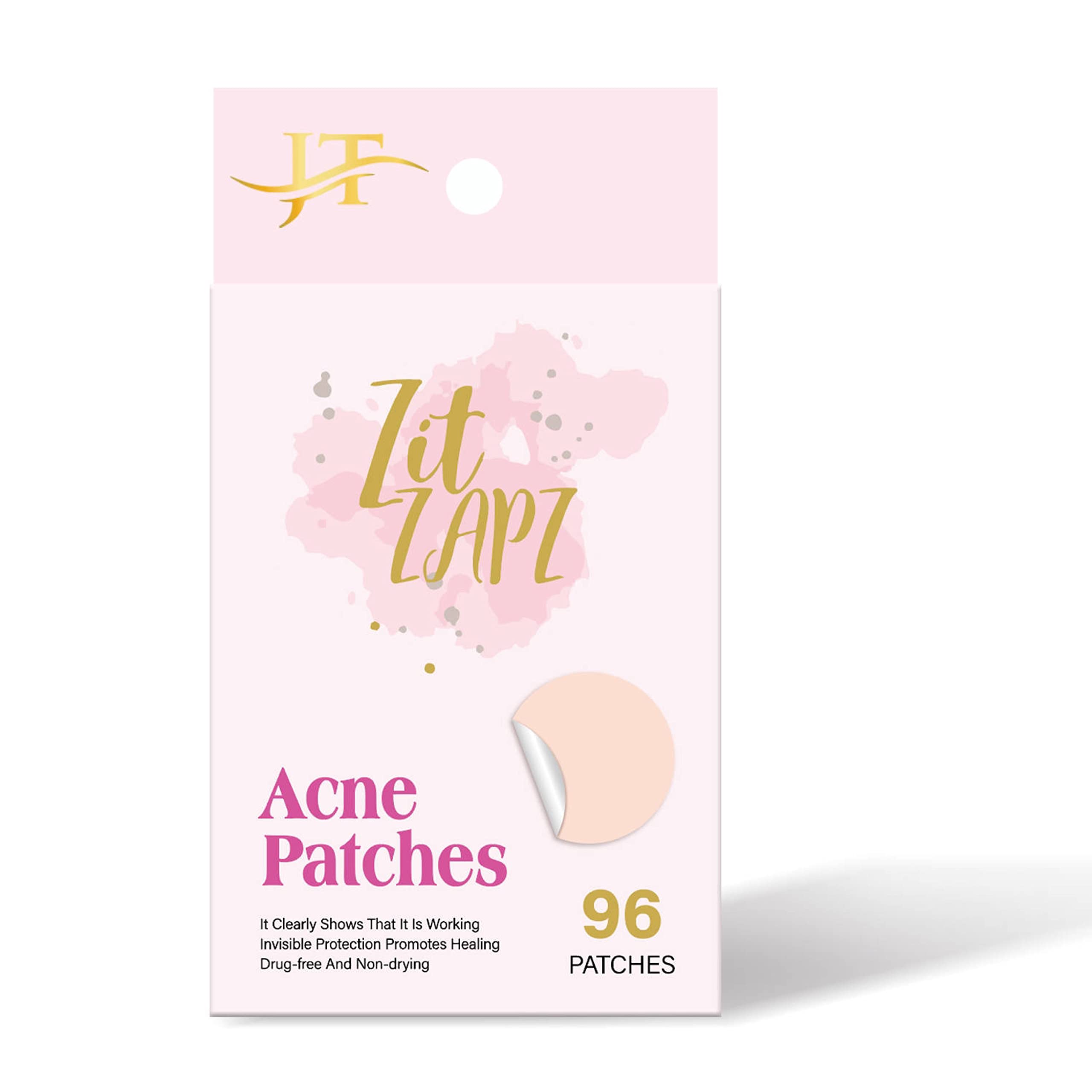 JT Derma Zit Zap Hydrocolloid Acne Pimple Patches for covering Zits and Blemish Spots. Facial Stickers for skin care. Vegan Friendly and Not Tested on Animals(96 count)