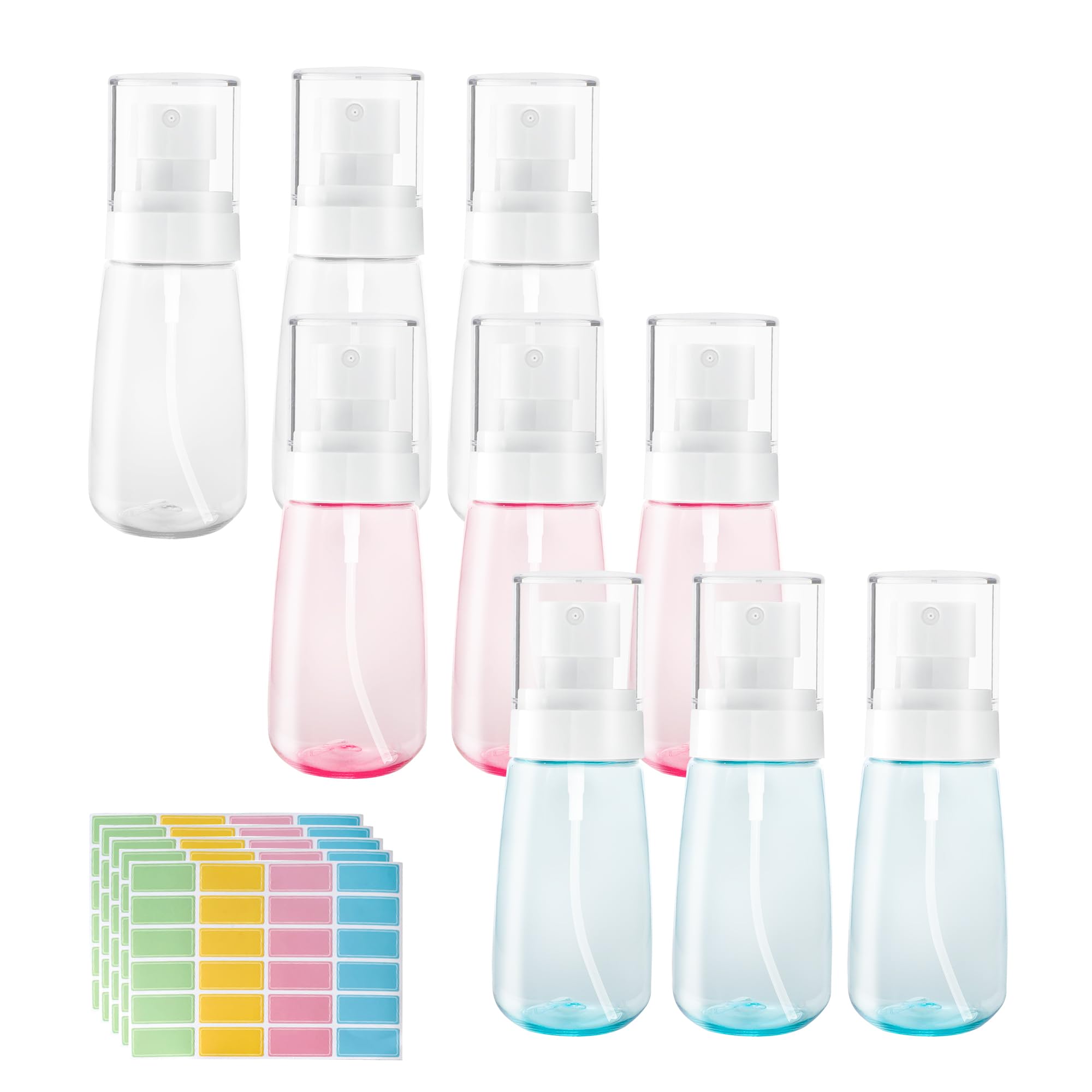 9 Pcs Travel Spray Bottle 60ml/2oz Leak Proof Fine Mist Spray Bottles Empty Mini Makeup Face Spray Bottle Clear Refillable Travel Containers for