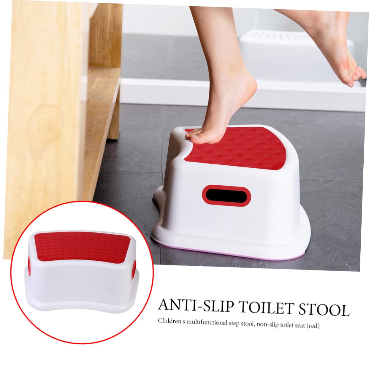 PRETYZOOM Sgabello per Bambini in Pp Rosso, Antiscivolo e Resistente Agli Urti, Leggero e Portatile, per Bagno e Casa