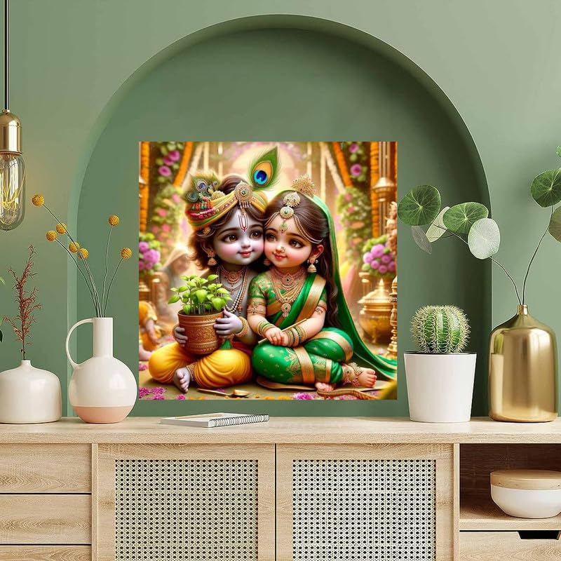 Image of British Terminal Cute little Bal Gopal Baby God Krishna| Kanha Ji | Laddu Lord Makhan Chor Painting Religious Poster for Pregnant Women for wall (matt thin vinyl,sticker,multicolor,unframed)| bj458
