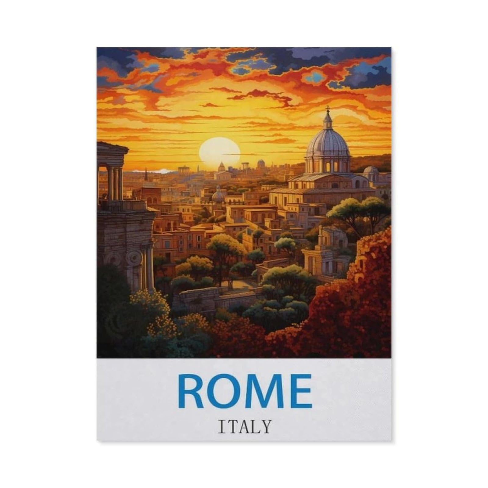 Rome Italy，Vintage Tin Signs Funny Metal Tin Sign Wall Art Garden House Plaque for Bathroom Kitchen Cafe Wall Halloween Christmas Decor(30x40cm）12x16 inch-EE26
