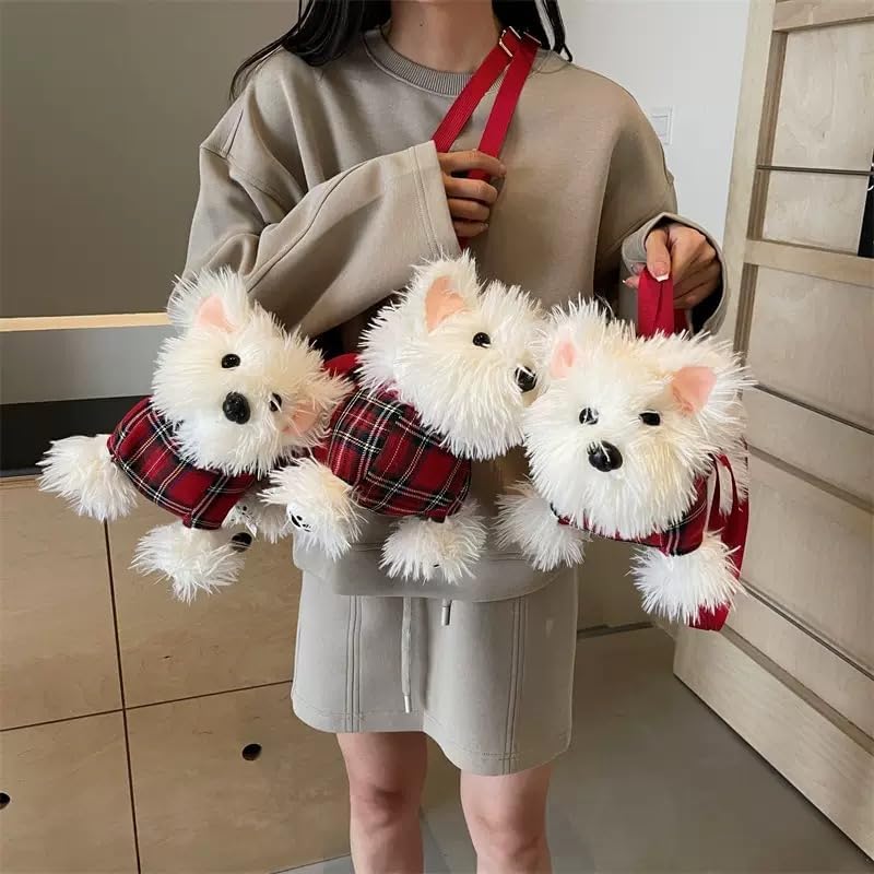 Cute Dog Plush Crossbody Bag for Women, Cute Furry Fuzzy Dog Western Highlands Backpack Kawaii Stuffed Animal Shoulder Bag - Image 7