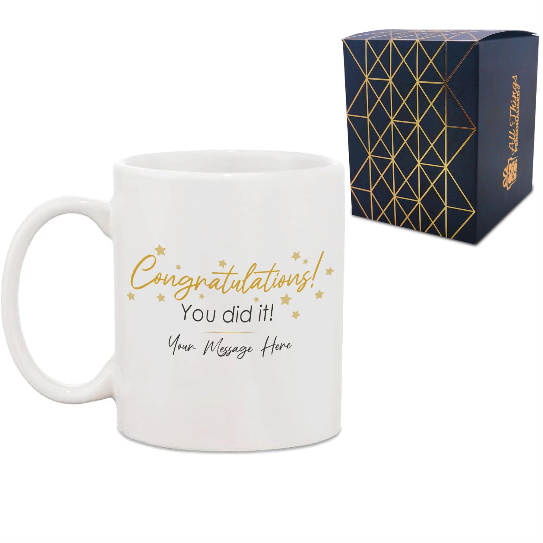 Personalised Printed Graduation Mug with 'Congratulations You Did It' Design, Personalise with Any Name or Message, Gift Box Included, Full Colour Print, University College Graduation Gift