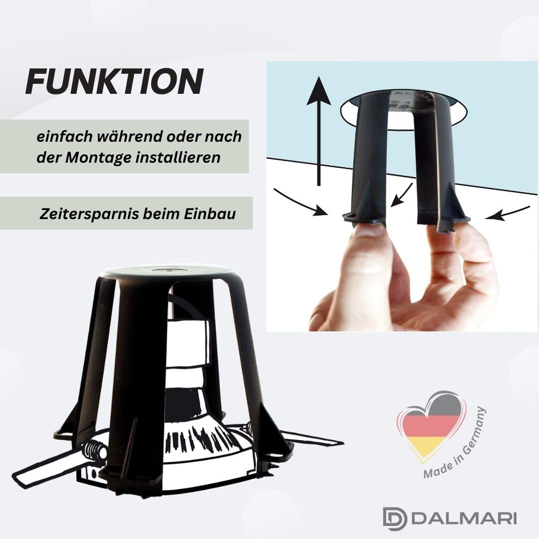 Abstandshalter für Einbaustrahler LED Halogen Spots, Hitzeschutz für Einbauspots, 10 Stück, Schwarz, 62-90 mm