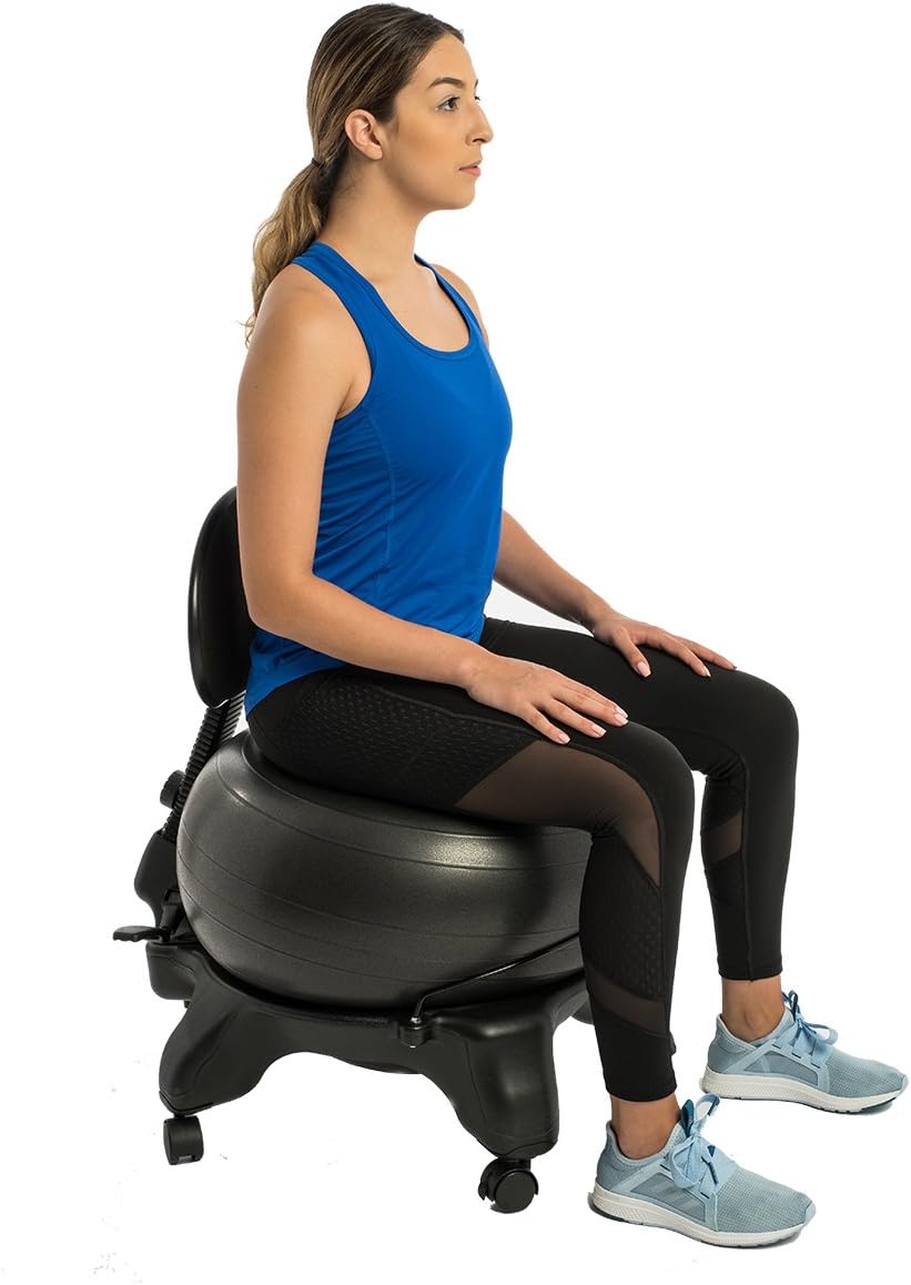 Adjustable Active Sitting Exercise Ball Chair, Spine Support, Office Chair for prolonged Sitting, Lockable Wheels