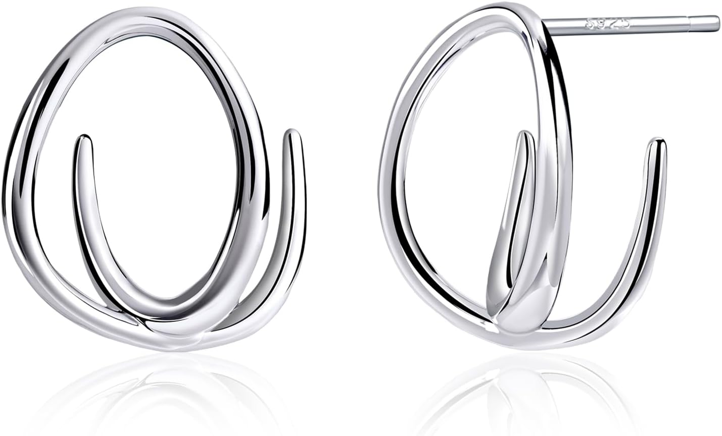 Sterling Silver Earrings for Women, Hypoallergenic Wire Stud Earrings Jewelry for Women Sensitive Skin