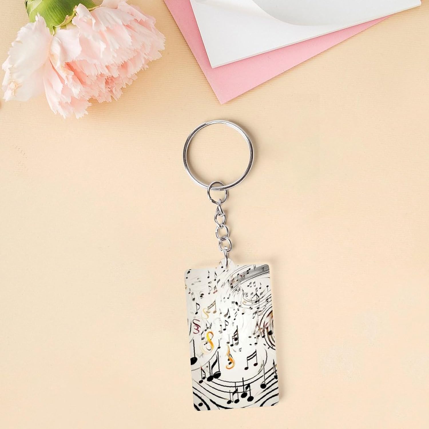 Music Notes Print Clear Acrylic KeyChain image 3