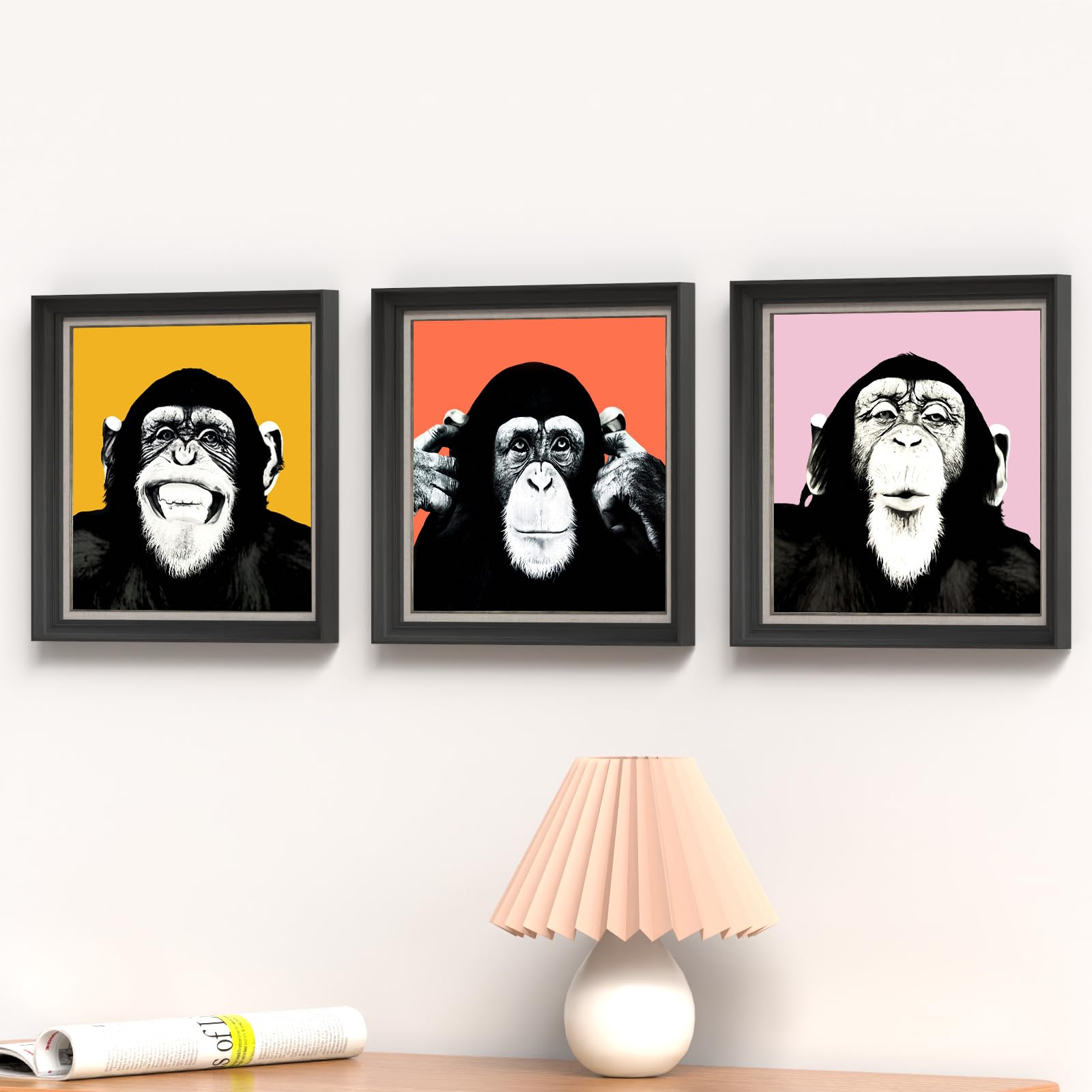 ゴリラのアートパネル 油絵風 額縁付き Amazon.co.jp: ゴリラ アートパネル 3枚 飾り絵 面白い動物 油絵 抽象