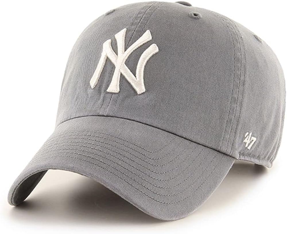 '47 MLB Unisex-Adult Dark Grey Clean Up Adjustable Hat Cap One Size, New York Yankees, One size