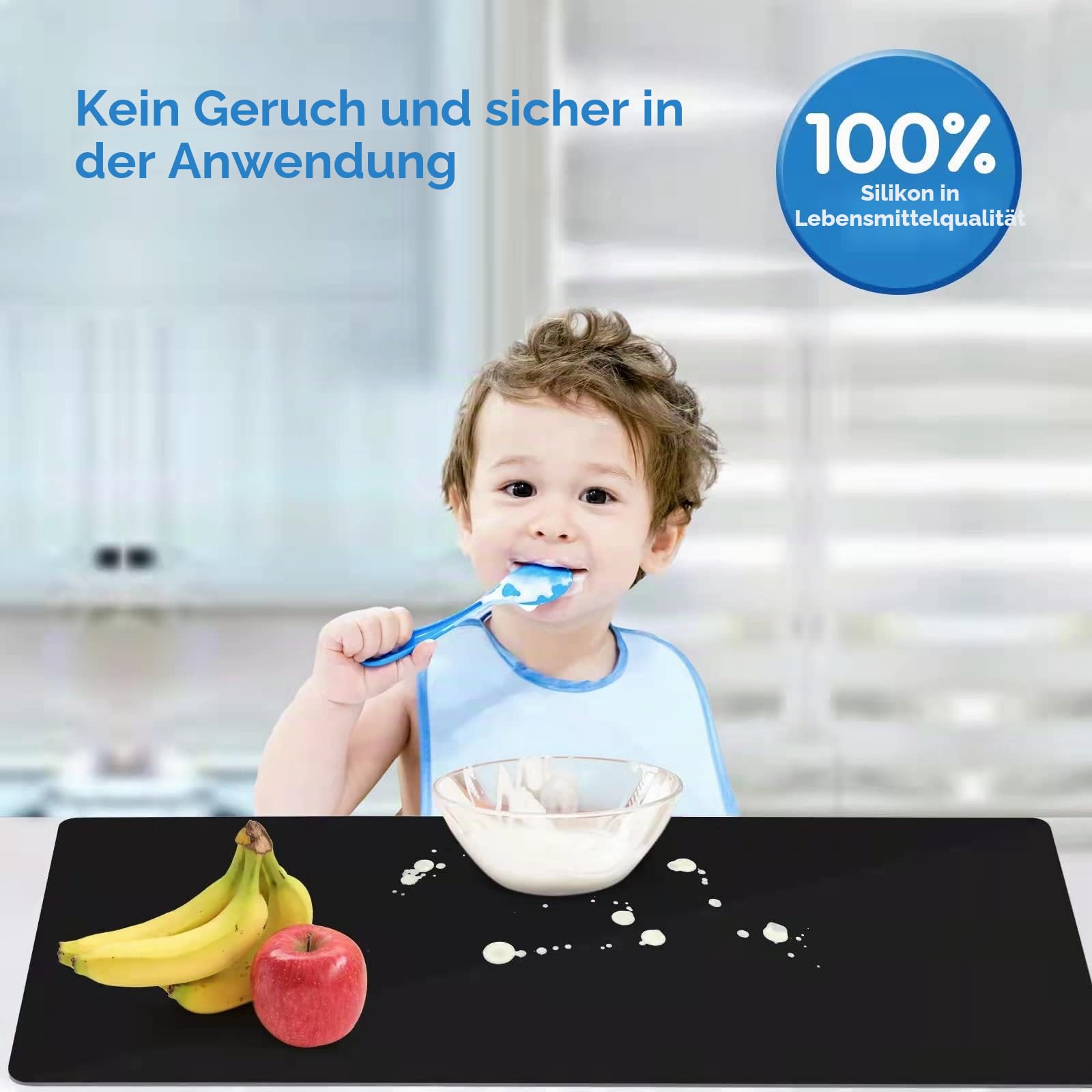AECHY Silikonmatte Groß 90x60x0,2 cm, Mehrzweck-Silikonmatte, 2mm Dicke Hitzebeständige Matte, Küchenthekenmatte, Wasserdichte Rutschfeste Silikonmatten für Küchentheken, Schwarz