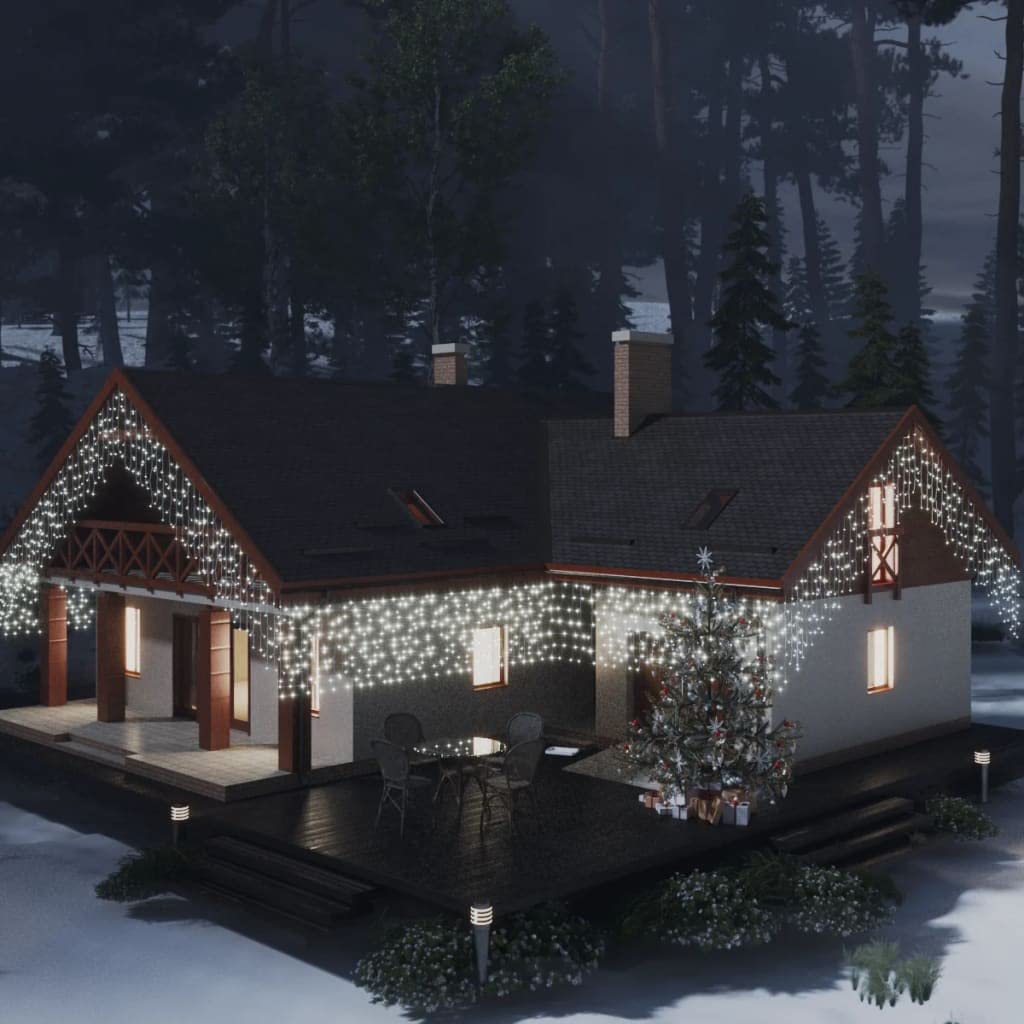 luci,led batteria,luci a batteria,luci esterno batteria,Tenda Luci LED Ghiacciolo 10m 400 LED Bianco Freddo 8 FunzioniIdeal für Weihnachtsfeiern, Wandambiente