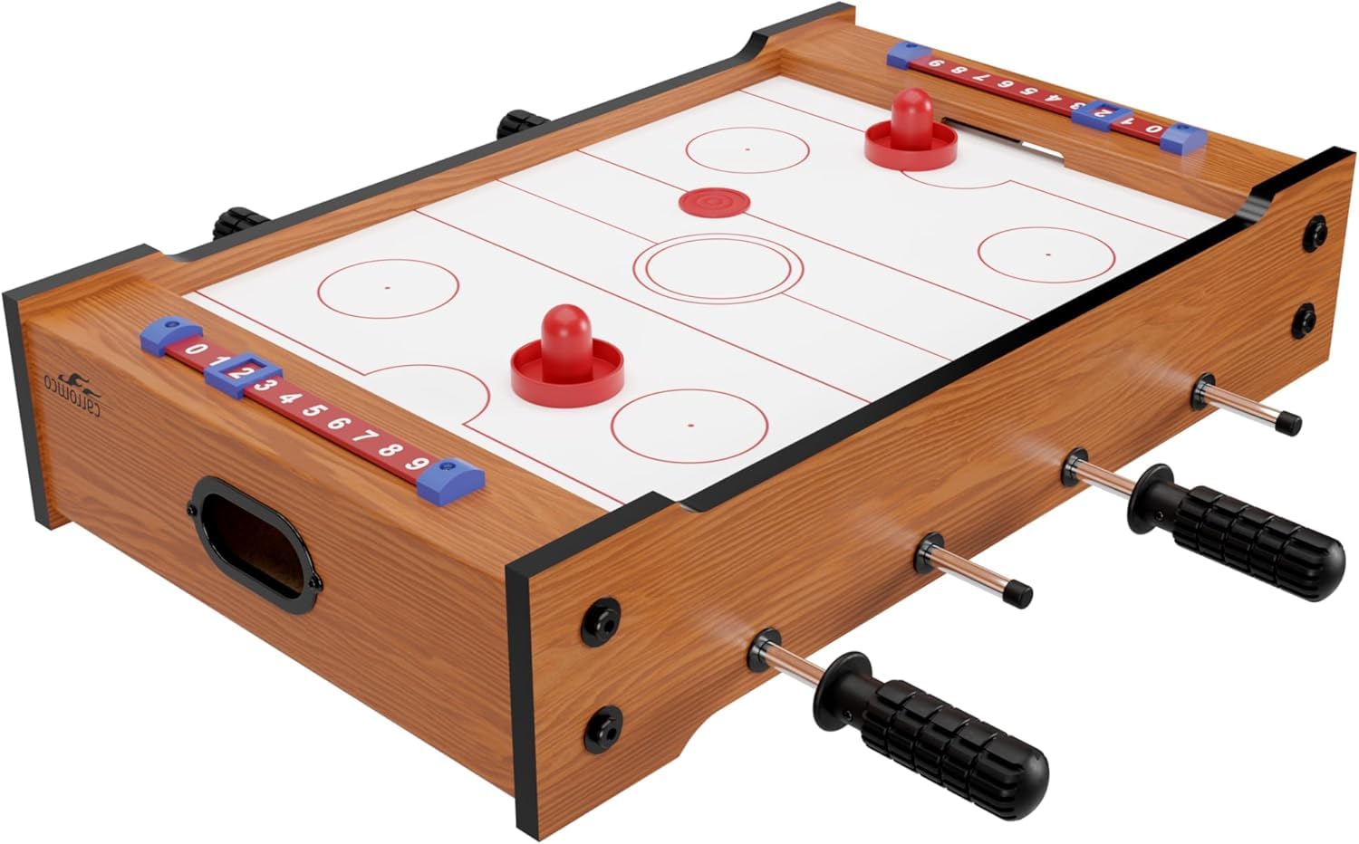 Carromco Kicker Multigame FLIP-XW – nakładka na stół 2 w 1 do piłkarzyków i hokeja na ślizgach – mini stół do gier 51 x 31 cm z popychaczem, krążkami i 2 piłkami – dla dzieci od 6 lat i dorosłych