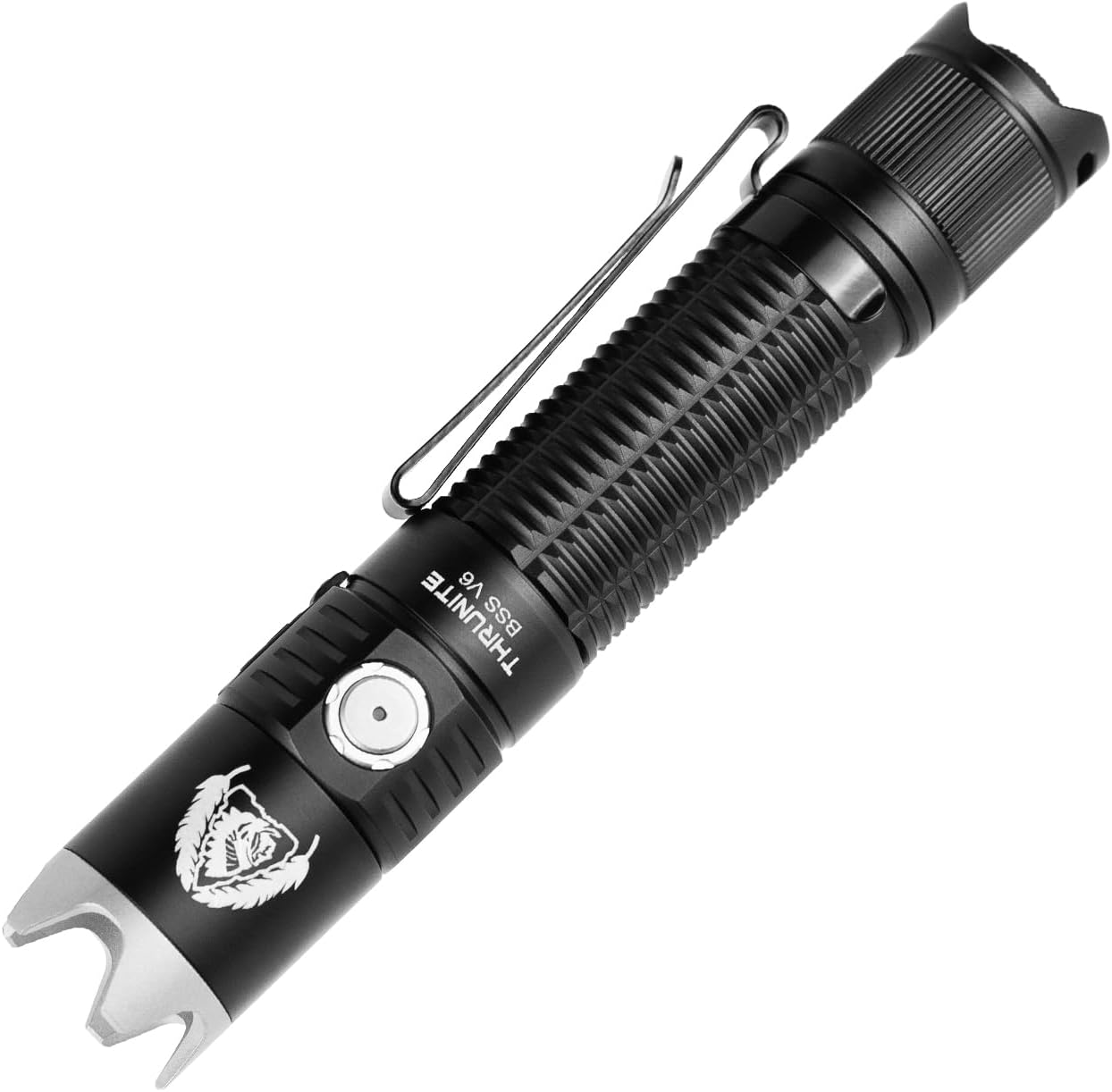 BSS V6 Black Scout Survival Customized Edition EDC Flashlight, USB-C Rechargeable LED Flashlight, High 2000 Lumens, 6 Light Modes, Dual Switches Bright Flashlights, Black - CW