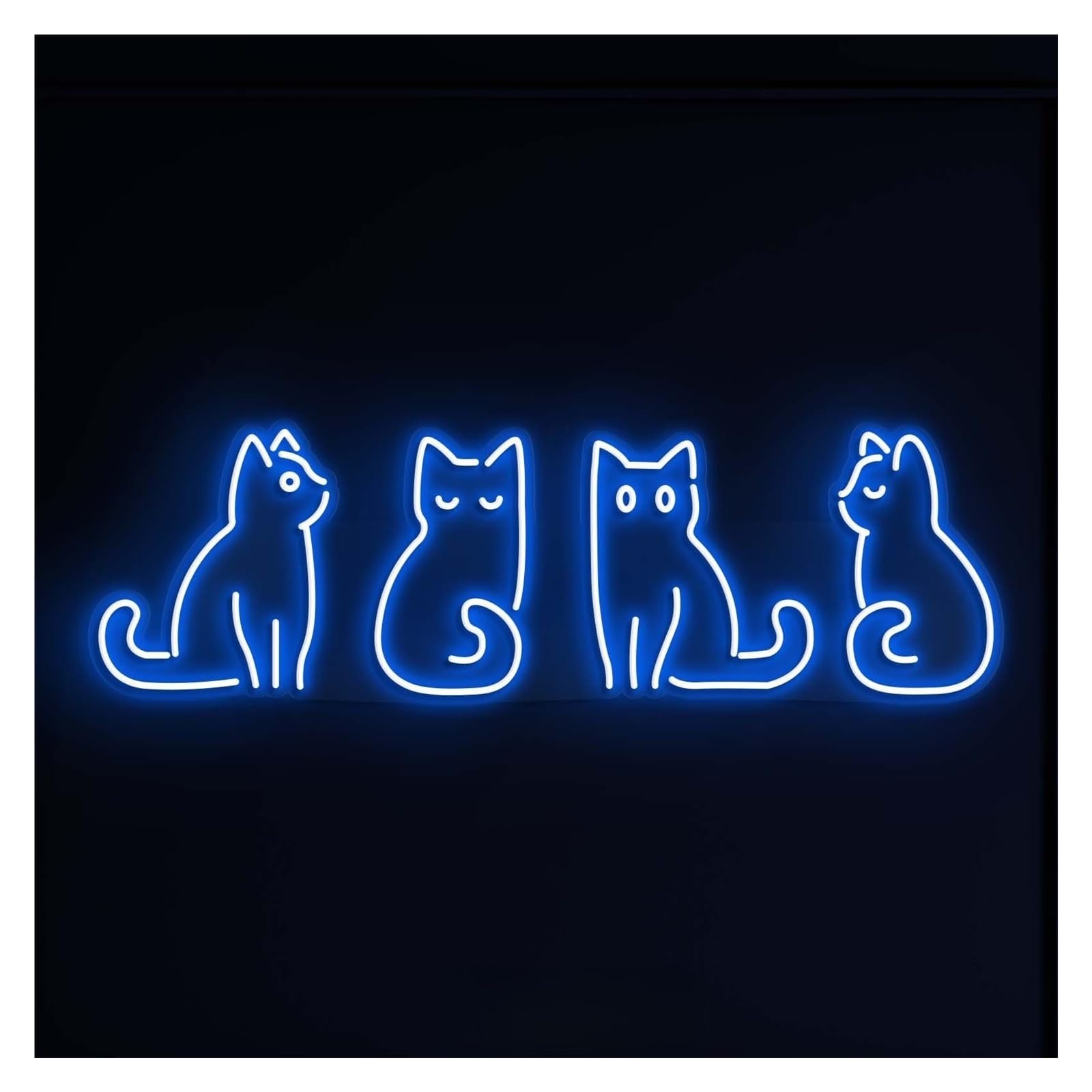 RONGCH Hanging Art Neon Signs Four Cat Neon Sign, Suitable for Home Decor with Brightness Adjustable 50cm(G)
