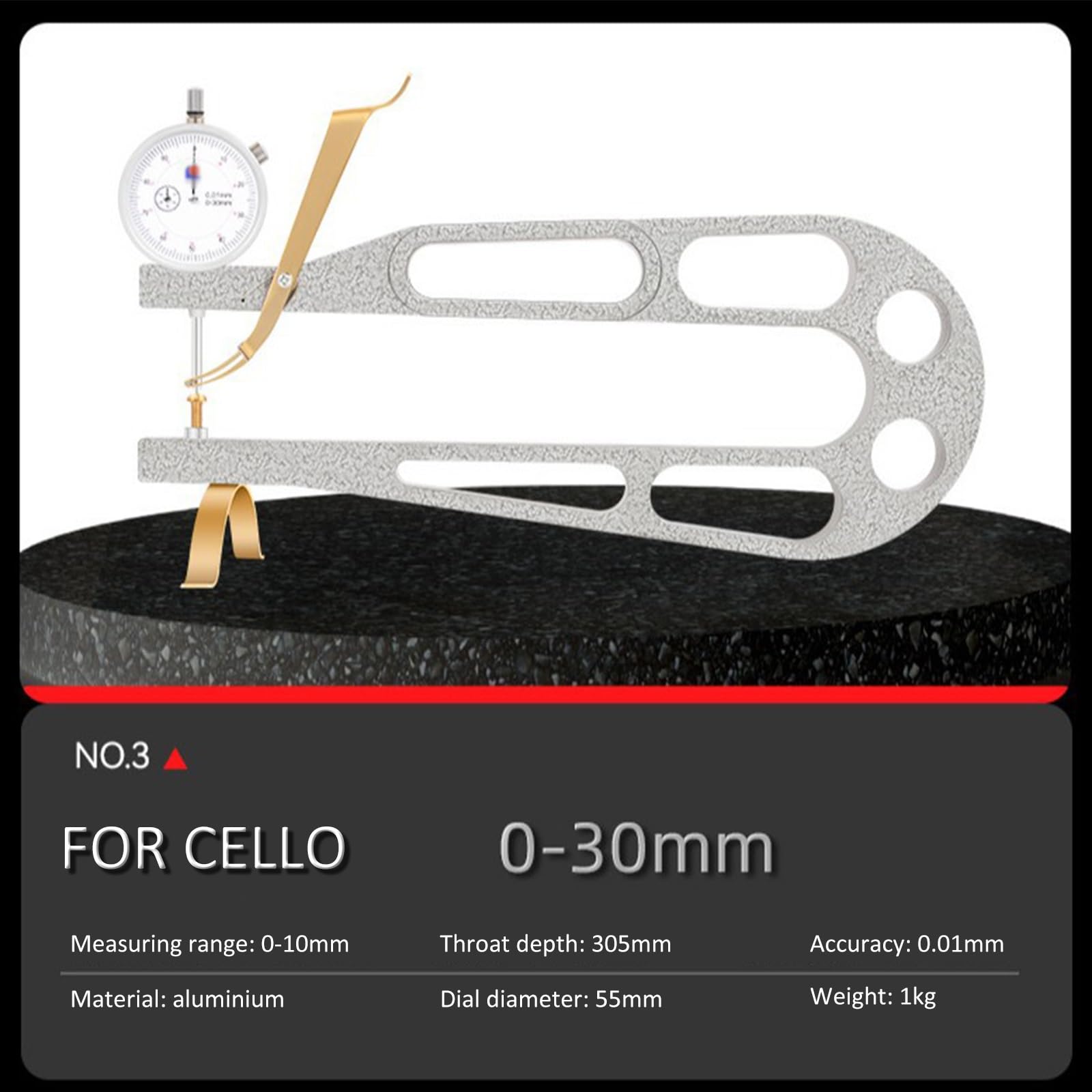 Präzisions-Violinen-Dickenmessgerät mit 0,01 mm Genauigkeit, ideal für Geigenbauer, zum Basteln von Violinen, Bratschen, Cellos und Kontrabässen