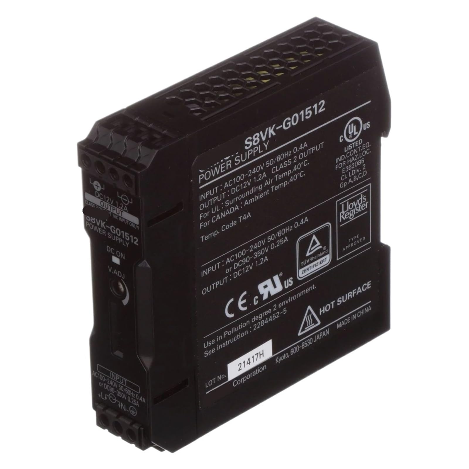 Alimentation S8VK-G01512 robuste de haute précision pour systèmes automatisés continus