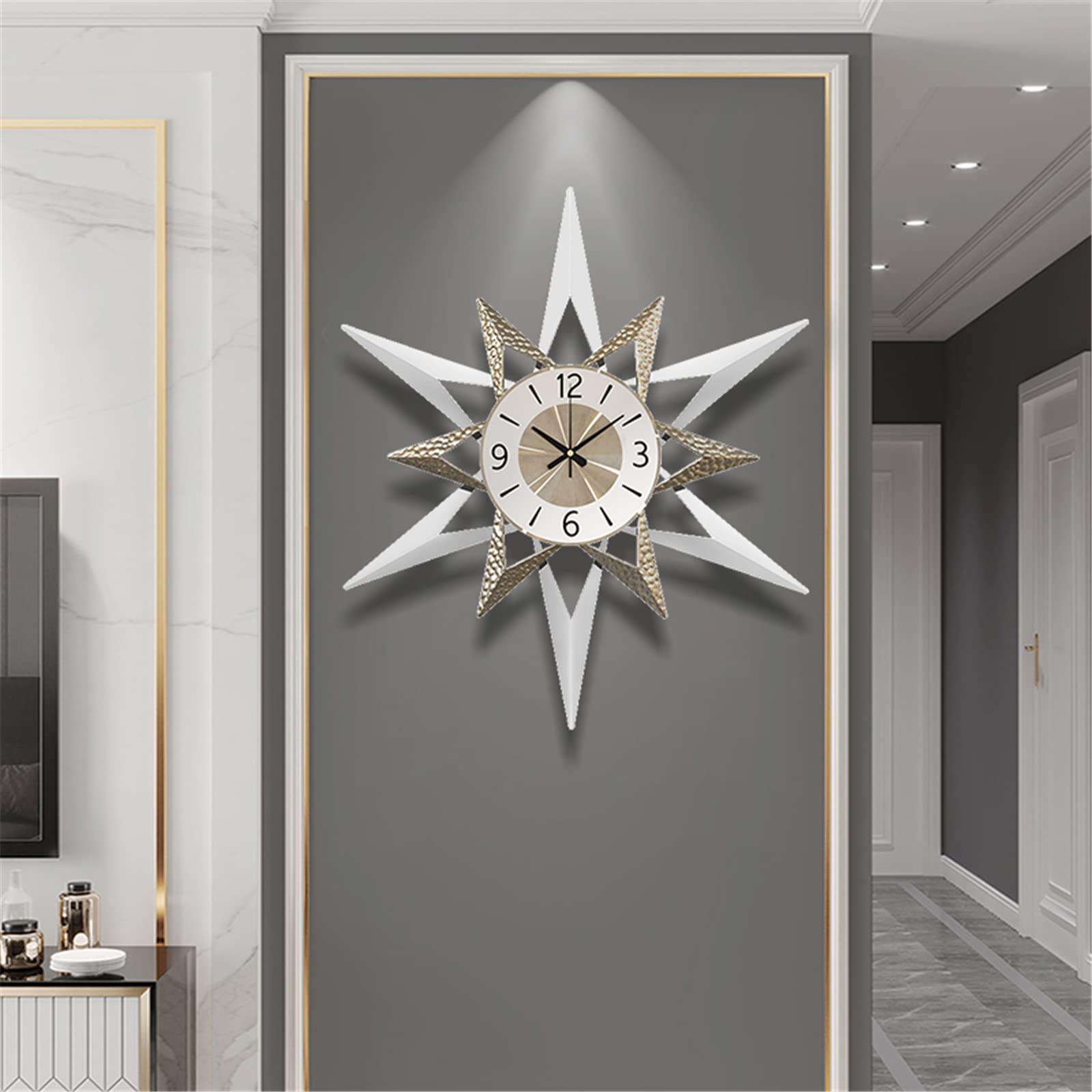 Zegary ścienne, Duży metalowy zegar ścienny Starburst z połowy wieku. Dekoracyjne(B,60cm/24 inch)