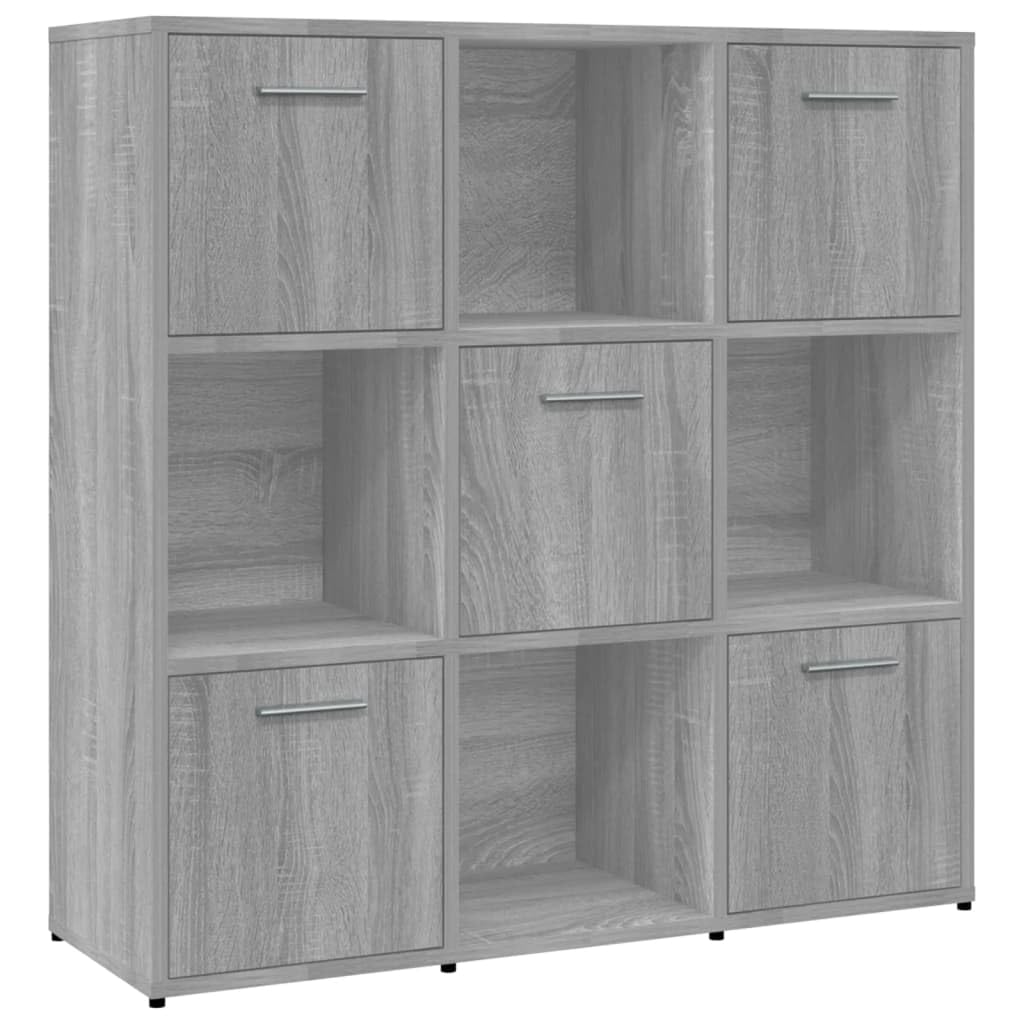 vidaXL Grey Sonoma Book Cabinet in Engineered Wood - Modern Freestanding Storage Unit with 9 Compartments for Living Room, Bedroom, or Office — image 1