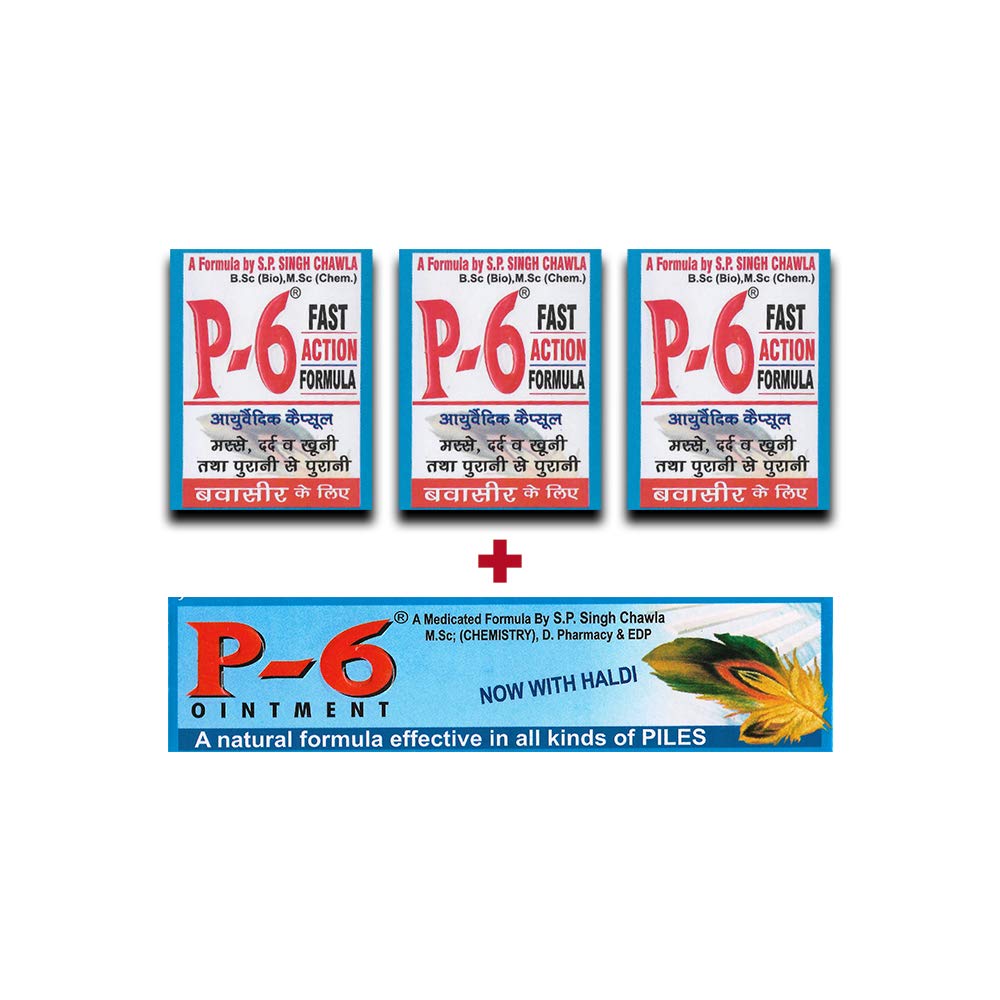 P-6 60 Capsules Combo of 3 Pack with P6 Ointment by Trrust Health Care