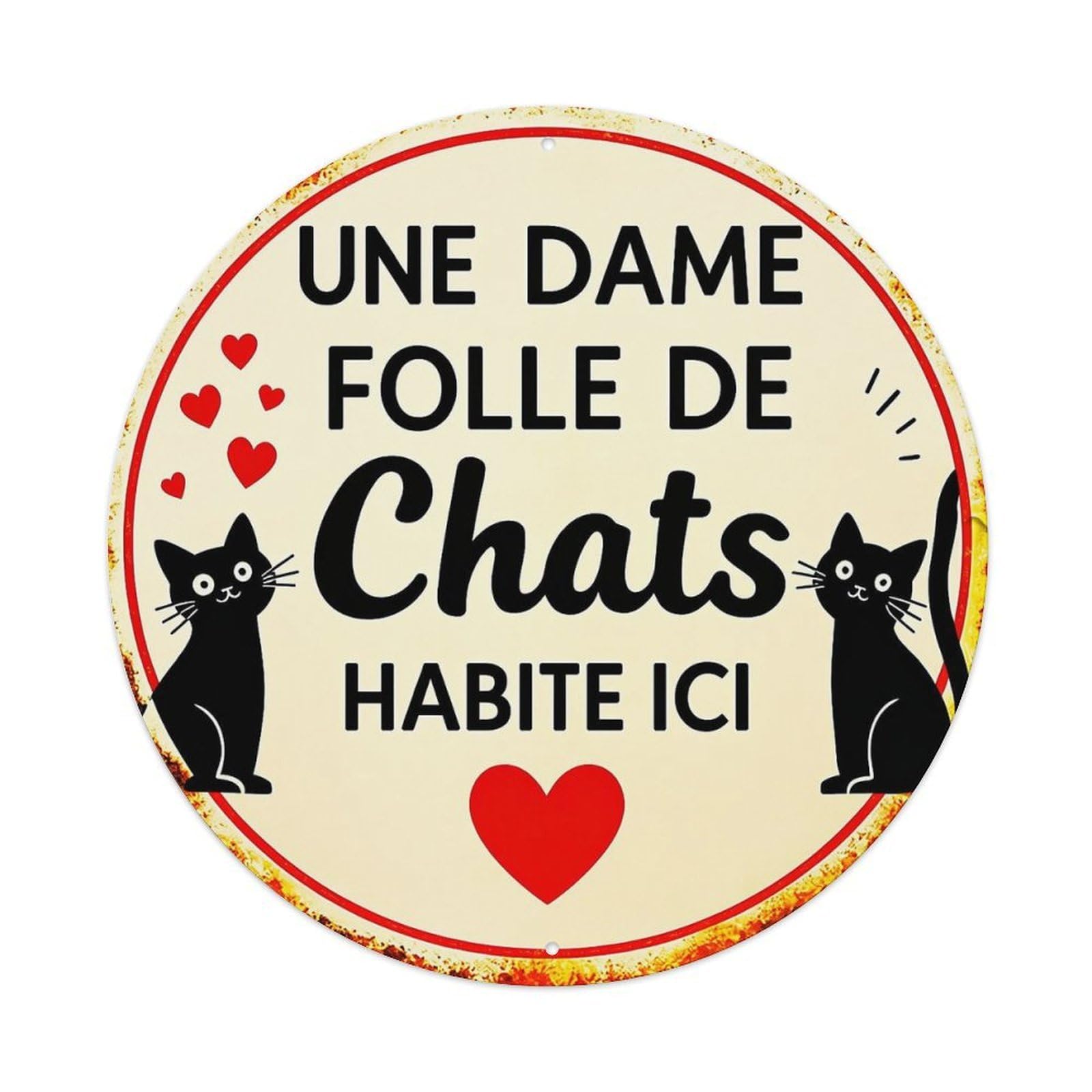 Jdyansheng Vintage Une Dame Folle De Chats Tin Sign Metal Poster Metal Signs For Home Man Cave Bar Cafe Kitchen Laundry Room Wall Decorations 8X8 Inches