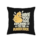 PC Rubber Duck Programmer Gifts Funny Programmer-Rubber Duck Debugging Throw Pillow, 16x16, Multicolor
