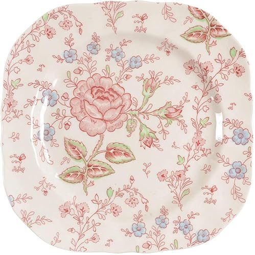 Johnson Brothers Plato de ensalada cuadrado rosa rosa Chintz