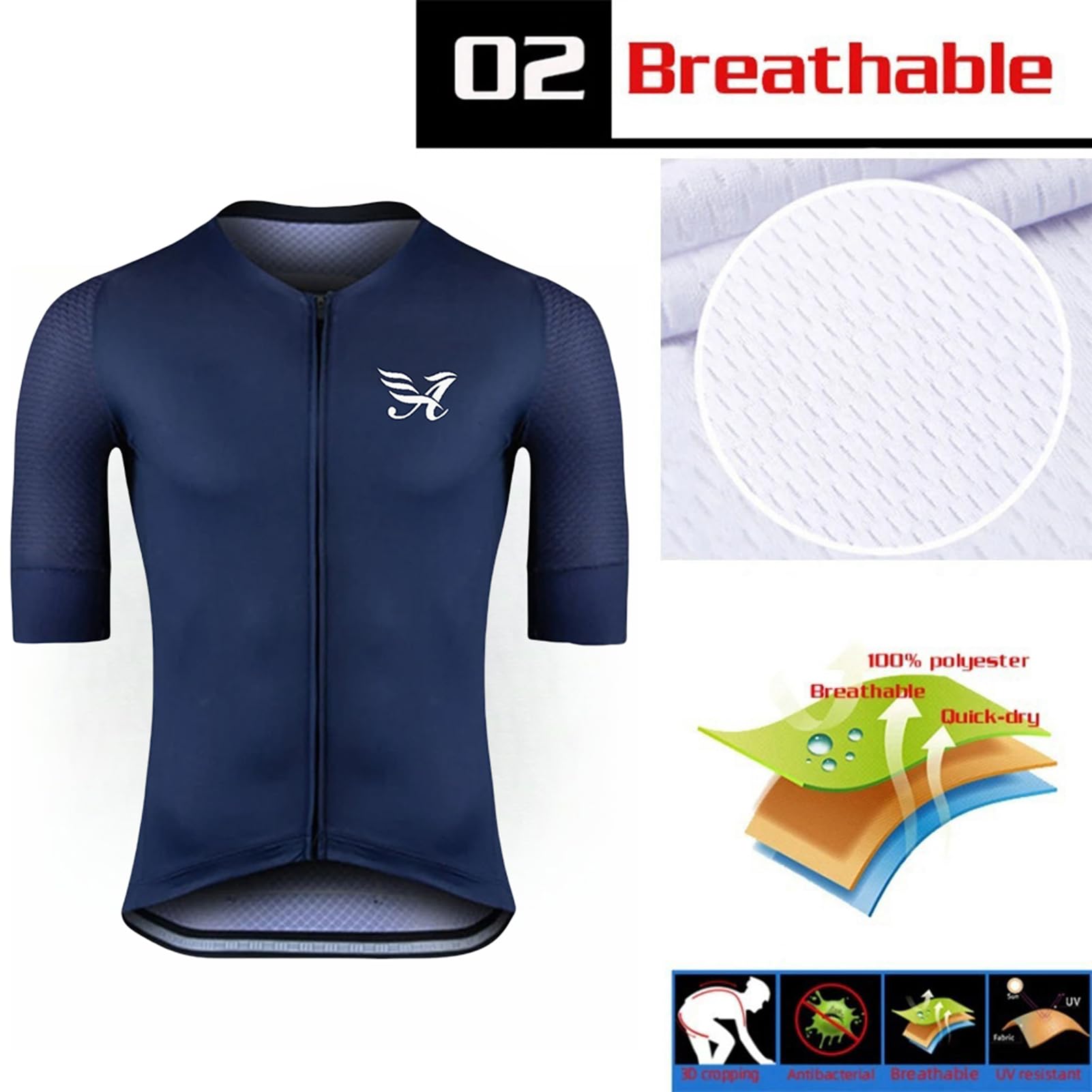 Maillot de ciclismo para hombre, traje de verano para hombre, camiseta de MTB y culotte con tirantes con gel acolchado 9D, traje de equipo profesional, secado rápido y transpirable, azul marino-1, L,