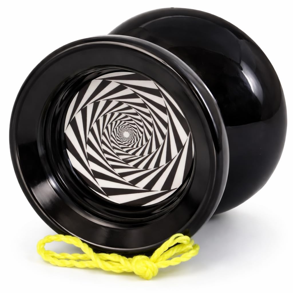 Yoyo King Jester Professional Responsive Yo-Yo with Ball Bearing Axle – Convertible Responsive & Unresponsive Play, Silicone Response System, Extra Strings - Black Mesmerize